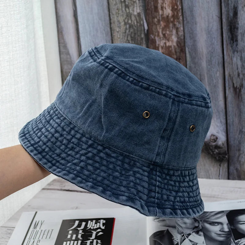 New Unisex Bucket Hat Fashion Washed Denim Cap Design Men Panama Hats Women Summer Outdoor Casual Sunscreen Visor Fisherman Caps