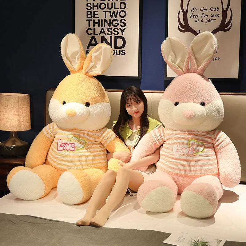 Cute Rainbow Rabbit Plush Toy with Long Ears, Fantastic Soft Dolls