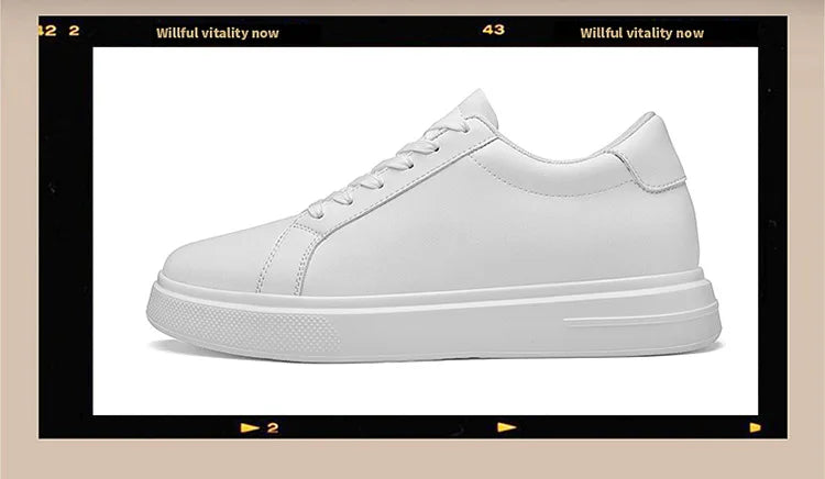 Fashion PU Leather Elevator Shoes for Men 6cm 8cm 10cm Invisible Height Increase White Sneakers Cortex Heightening Casual Shoes