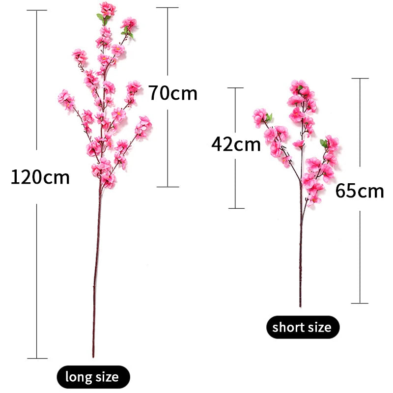 Artificial Peach Blossom Branch, Spring Plum Blossom, Silk Flower, Tree Decoration, Home, Wedding, DIY, 1 Pc, 3 Pcs, 5Pcs