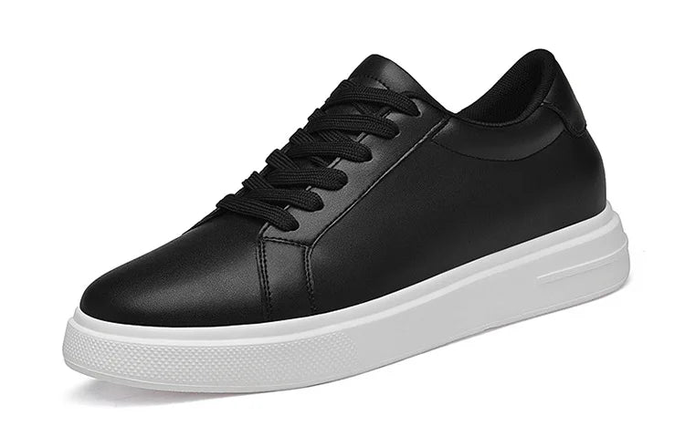 Fashion PU Leather Elevator Shoes for Men 6cm 8cm 10cm Invisible Height Increase White Sneakers Cortex Heightening Casual Shoes