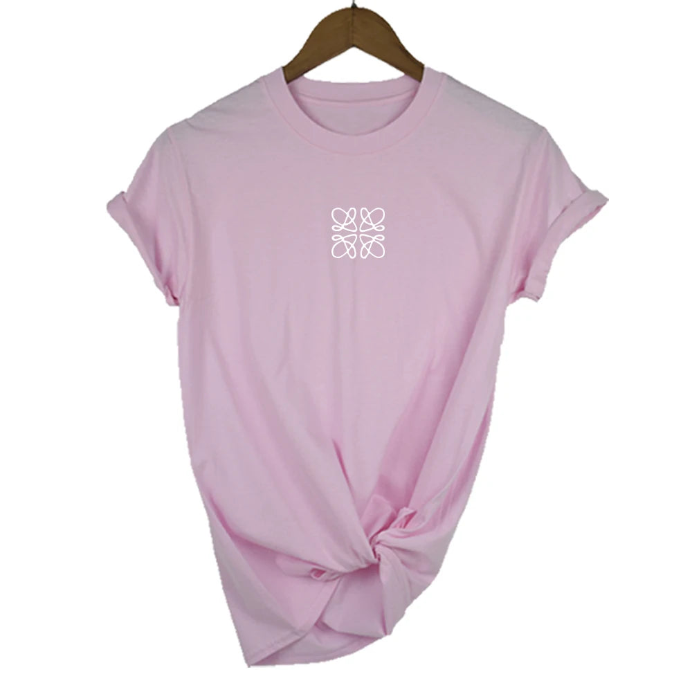 Women's Summer Cotton T-Shirt Alphabet Flower Shirt Fashion Printed Pattern T-Shirt Brand High Quality Short Sleeve Top