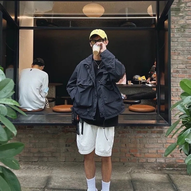 Retro Outdoor Windproof Waterproof Workwear Functional Hunting Jaet COMFY OUTDOOR Long Sve Hooded Coat for Autumn And Wi...