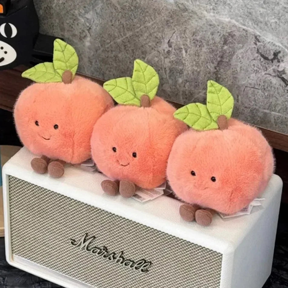 2025 Jelly Cat Peach Pear Cherry Plush Doll Smiling Face Fruit Series Home Bedroom Decoration Pet Interactive Toy Birthday Gift