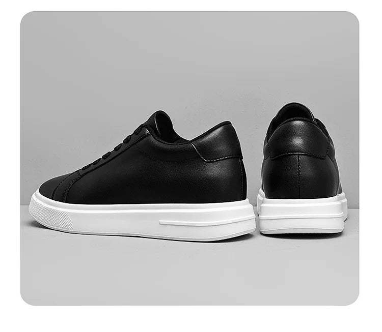 Men's invisible height increasing board shoes leather casual shoes white shoes tie youth white sports shoes