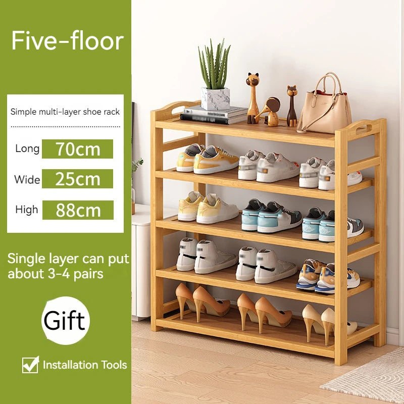 Bamboo Shoe Rack Simple Entrance Shoe Cabinet MultiLayered Storage Large Capacity Shoe Shelf for Space Saving Home Organization