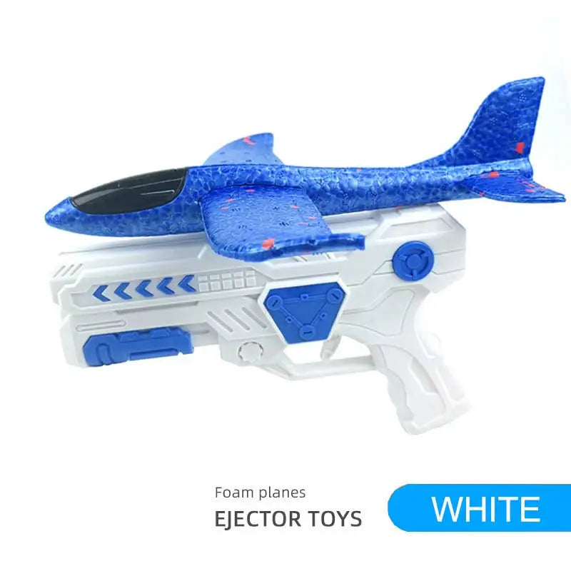 Children's outdoor three in one foam soft elastic toy gun, hand thrown ejection aircraft suit, foam aircraft color random