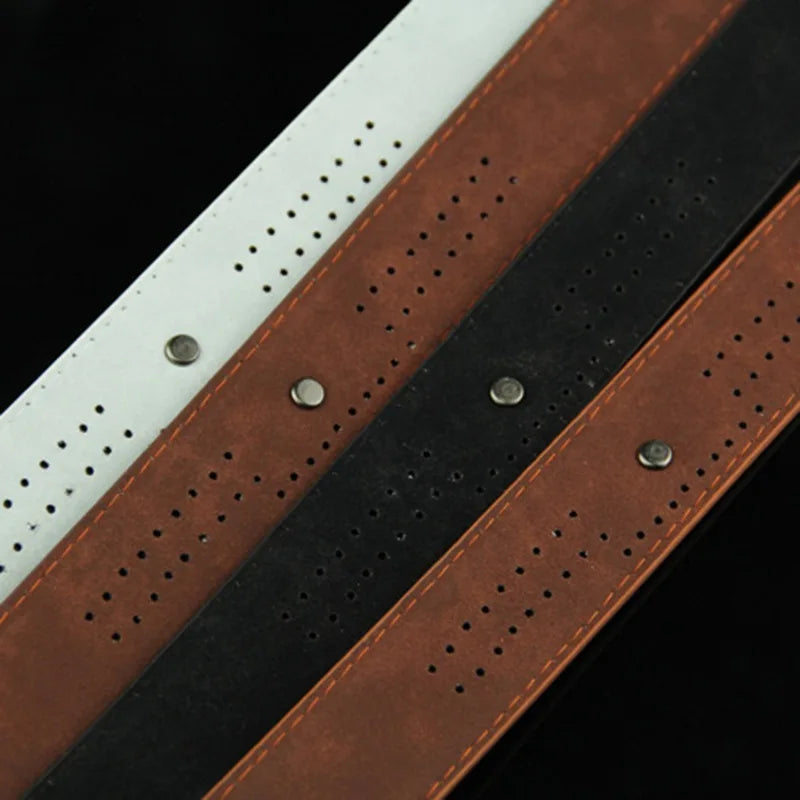 Men's Casual Belt Hollow Rivet Wide PU Leather Belt For New Fashion Strap Male High Quality Jeans Belt Punk Style