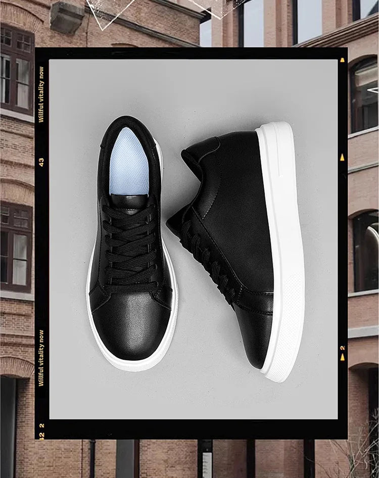Fashion PU Leather Elevator Shoes for Men 6cm 8cm 10cm Invisible Height Increase White Sneakers Cortex Heightening Casual Shoes
