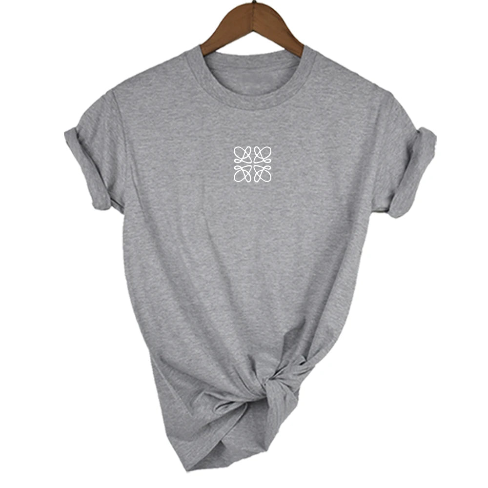 Women's Summer Cotton T-Shirt Alphabet Flower Shirt Fashion Printed Pattern T-Shirt Brand High Quality Short Sleeve Top