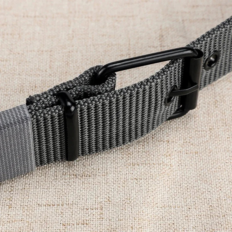 Men's Belt Porous Canvas Pin Buckle Leather Belt Outdoor Sports Belt Women's Trendy Eyelet Belt with Jeans Belt