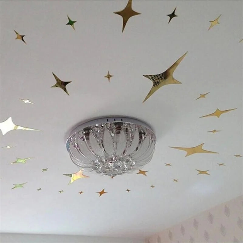 50Pcs Vogue Removable 3D Star Shape Mirror Effect Popular Home Decor Wall Art Decals Stickers