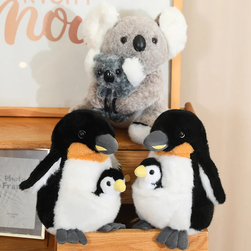 Artificial Creative Mother And Child Animal Plush Doll Koala Penguin Breeding Bag Plush Toy Birthday Gift For Boys And Girls