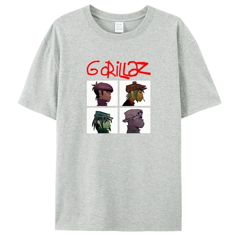 Rock Print T-Shirts Music Band Gorillazs Punk 90s Casual Fashion New Men Short Sleeve Plus Size Pure Cotton T-Shirt Unisex