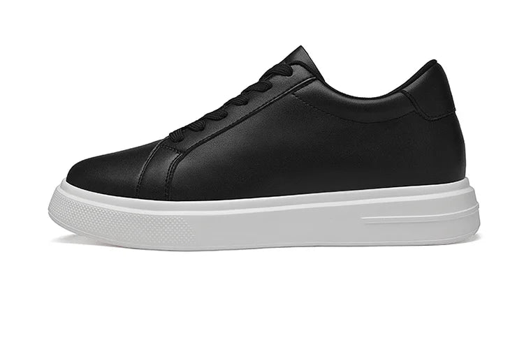 Men's invisible height increasing board shoes leather casual shoes white shoes tie youth white sports shoes