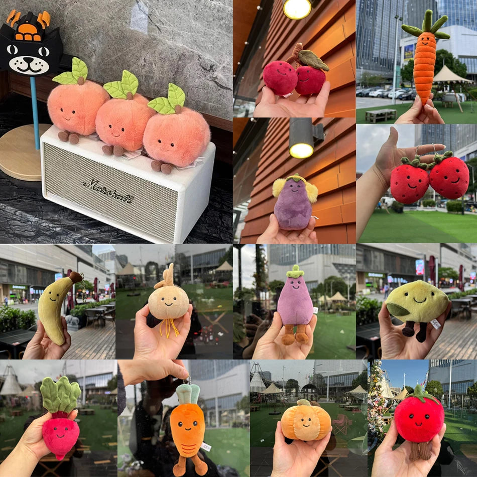 2025 Jelly Cat Peach Pear Cherry Plush Doll Smiling Face Fruit Series Home Bedroom Decoration Pet Interactive Toy Birthday Gift