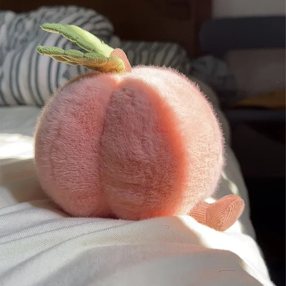 2025 Jelly Cat Peach Pear Cherry Plush Doll Smiling Face Fruit Series Home Bedroom Decoration Pet Interactive Toy Birthday Gift