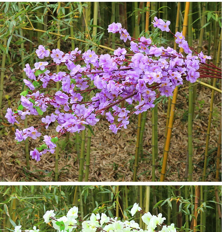 Artificial Peach Blossom Branch, Spring Plum Blossom, Silk Flower, Tree Decoration, Home, Wedding, DIY, 1 Pc, 3 Pcs, 5Pcs