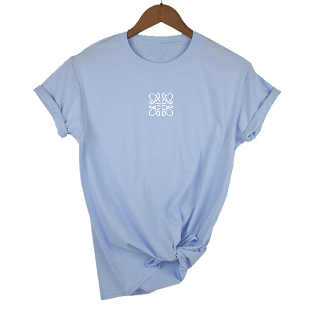 Women's Summer Cotton T-Shirt Alphabet Flower Shirt Fashion Printed Pattern T-Shirt Brand High Quality Short Sleeve Top