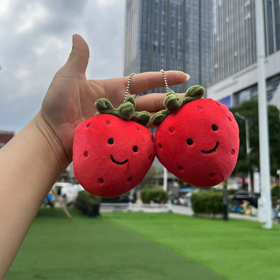 2025 Jelly Cat Peach Pear Cherry Plush Doll Smiling Face Fruit Series Home Bedroom Decoration Pet Interactive Toy Birthday Gift