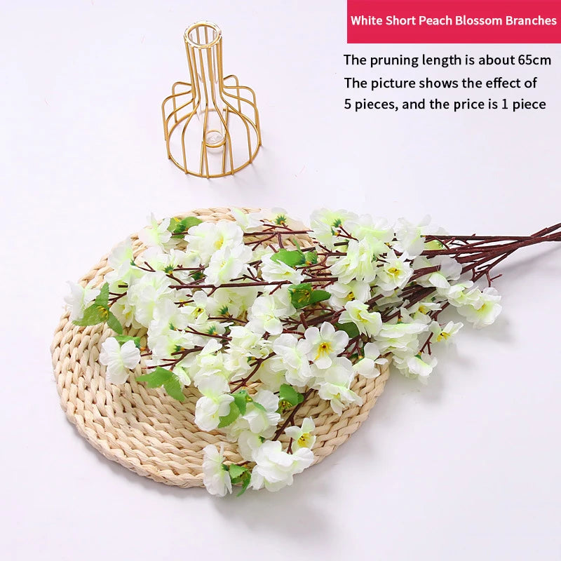 Artificial Peach Blossom Branch, Spring Plum Blossom, Silk Flower, Tree Decoration, Home, Wedding, DIY, 1 Pc, 3 Pcs, 5Pcs
