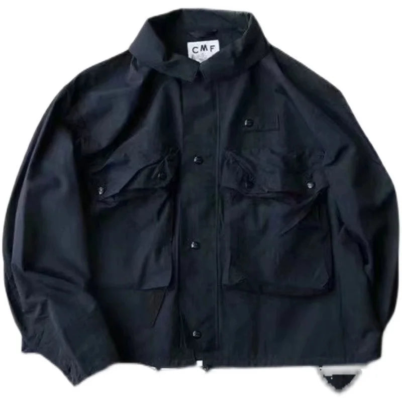 Retro Outdoor Windproof Waterproof Workwear Functional Hunting Jaet COMFY OUTDOOR Long Sve Hooded Coat for Autumn And Wi...