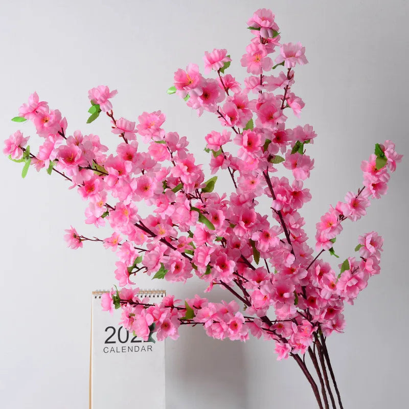 Artificial Peach Blossom Branch, Spring Plum Blossom, Silk Flower, Tree Decoration, Home, Wedding, DIY, 1 Pc, 3 Pcs, 5Pcs