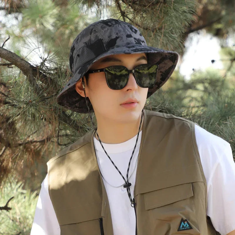 60-65cm XXL Big Head Hat Men Summer Outdoor Jungle Fisherman Cap Lightweight Sunscreen Quick-drying Sun Bucket Hats