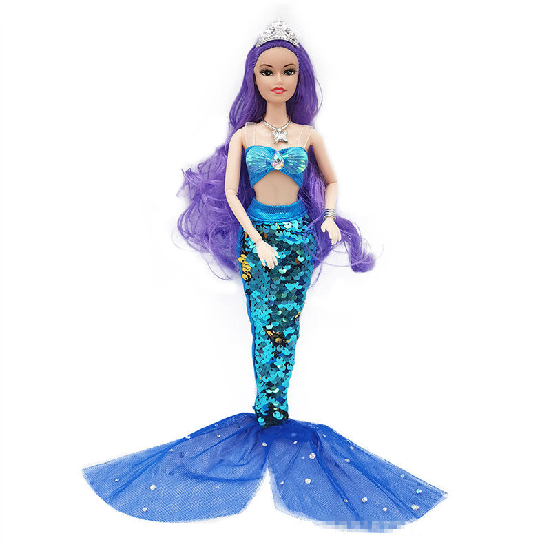 11 Inch Mermaid Doll Full Set Multi Joints Movable 30cm Height Doll with Sequin Skirt Suit Girls Dress Up Toys