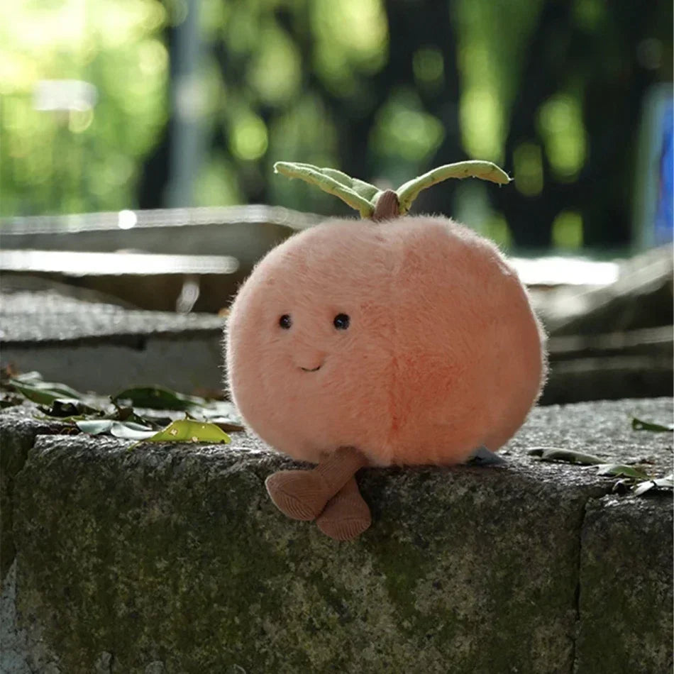 2025 Jelly Cat Peach Pear Cherry Plush Doll Smiling Face Fruit Series Home Bedroom Decoration Pet Interactive Toy Birthday Gift