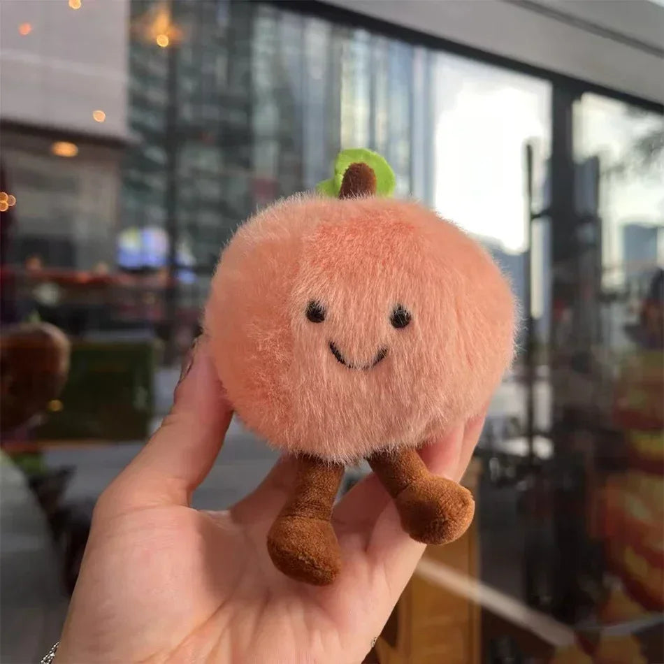 2025 Jelly Cat Peach Pear Cherry Plush Doll Smiling Face Fruit Series Home Bedroom Decoration Pet Interactive Toy Birthday Gift