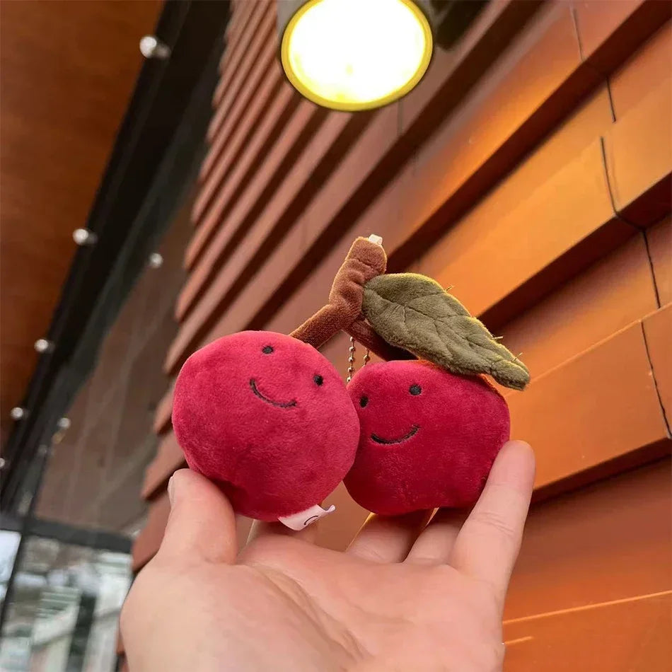 2025 Jelly Cat Peach Pear Cherry Plush Doll Smiling Face Fruit Series Home Bedroom Decoration Pet Interactive Toy Birthday Gift