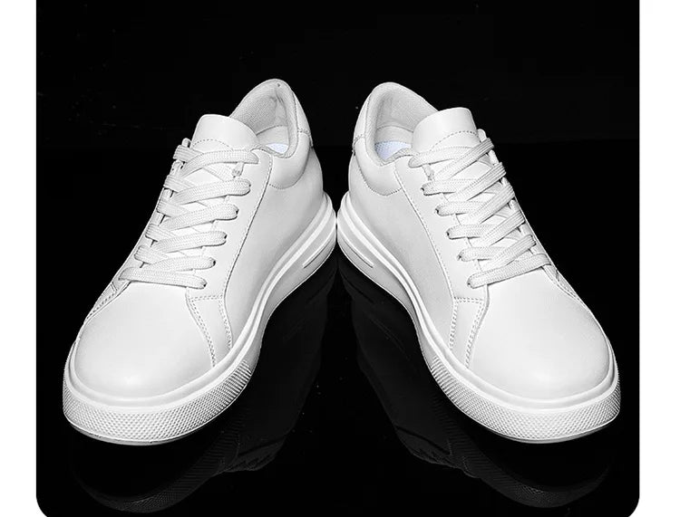 Fashion PU Leather Elevator Shoes for Men 6cm 8cm 10cm Invisible Height Increase White Sneakers Cortex Heightening Casual Shoes