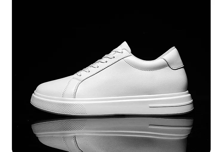 Fashion PU Leather Elevator Shoes for Men 6cm 8cm 10cm Invisible Height Increase White Sneakers Cortex Heightening Casual Shoes
