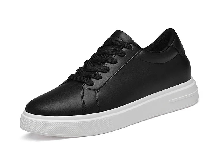 Men's invisible height increasing board shoes leather casual shoes white shoes tie youth white sports shoes