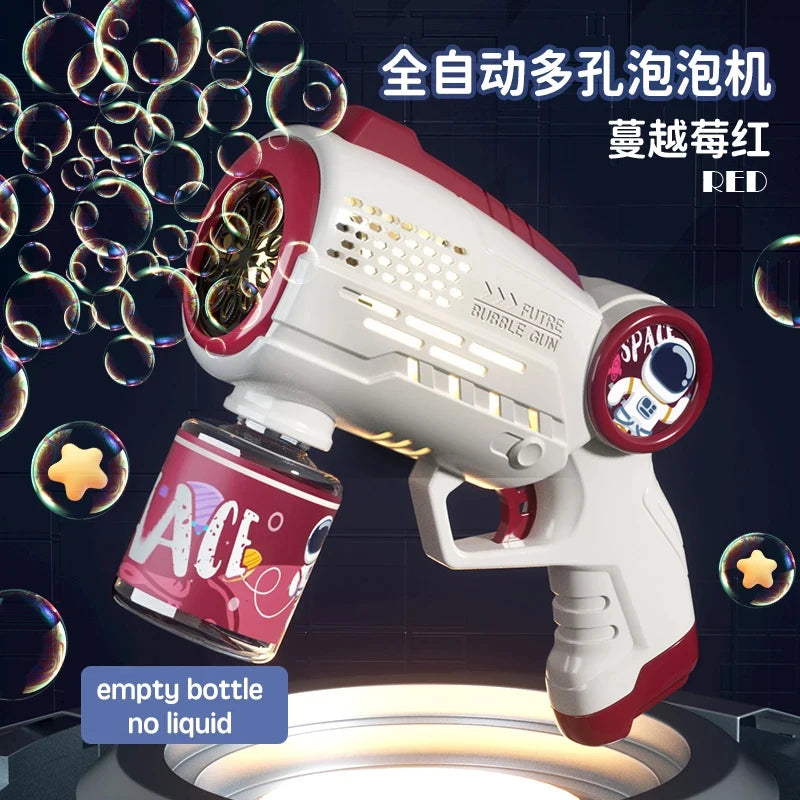 New Porous Astronaut Electric Bubble Gun Kid Toy Bubbles Machine Automatic Soap Blower with Light Summer Outdoor Party Games toy