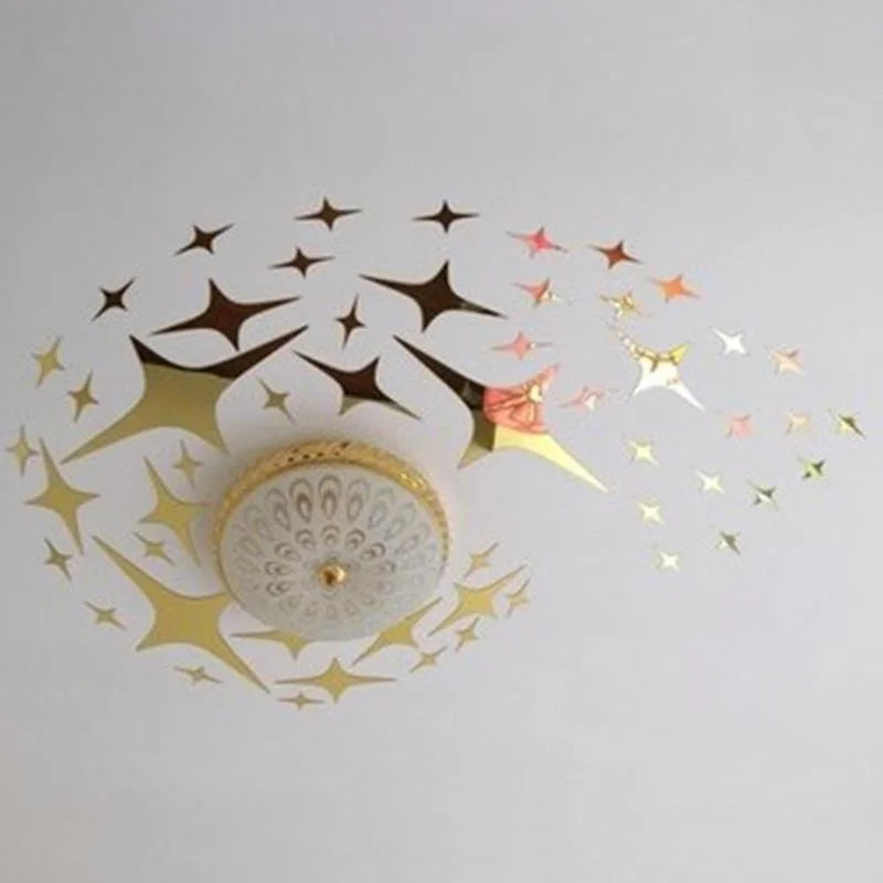 50Pcs Vogue Removable 3D Star Shape Mirror Effect Popular Home Decor Wall Art Decals Stickers