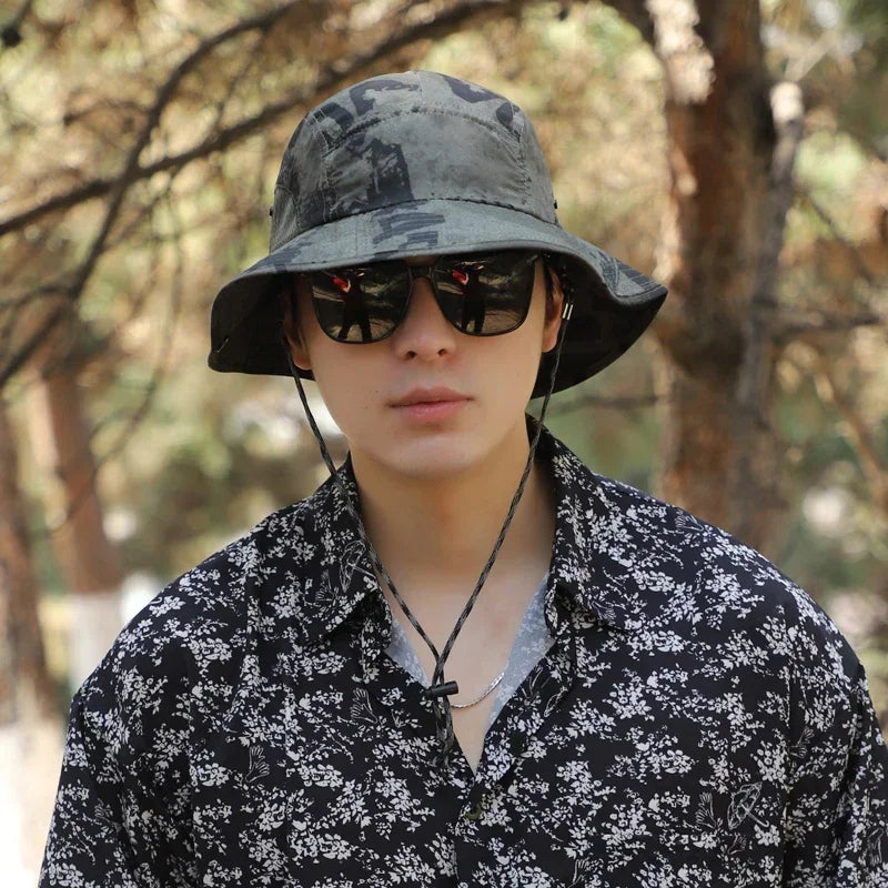 60-65cm XXL Big Head Hat Men Summer Outdoor Jungle Fisherman Cap Lightweight Sunscreen Quick-drying Sun Bucket Hats