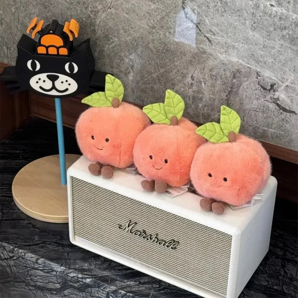 2025 Jelly Cat Peach Pear Cherry Plush Doll Smiling Face Fruit Series Home Bedroom Decoration Pet Interactive Toy Birthday Gift