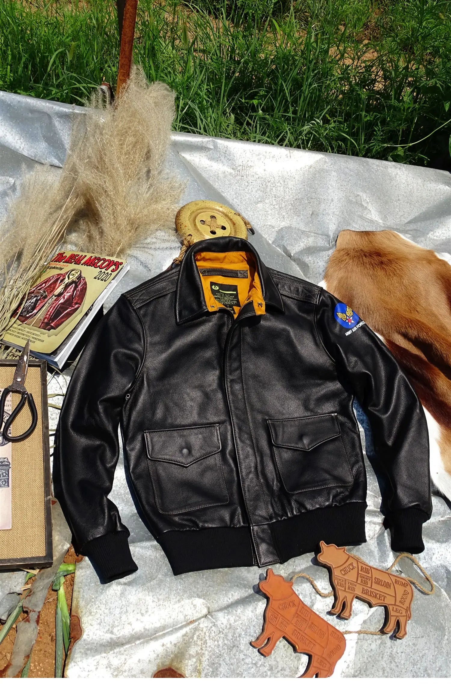 A2 Air Force Flight Leather Jaet Men's Slim Fit ort Sle Top Layer Cowhide Genuine Leather Clothing Faionable Streetwear