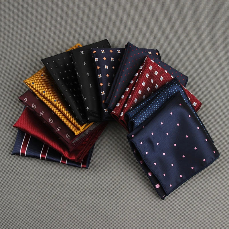 Luxury Square Pocket Handkerchief Men's Handkerchief Polka Dot Striped Floral Printed Hankies Polyester Business Breast Scarf