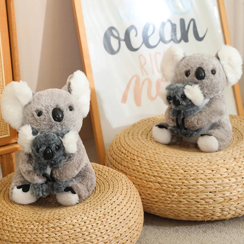 Artificial Creative Mother And Child Animal Plush Doll Koala Penguin Breeding Bag Plush Toy Birthday Gift For Boys And Girls