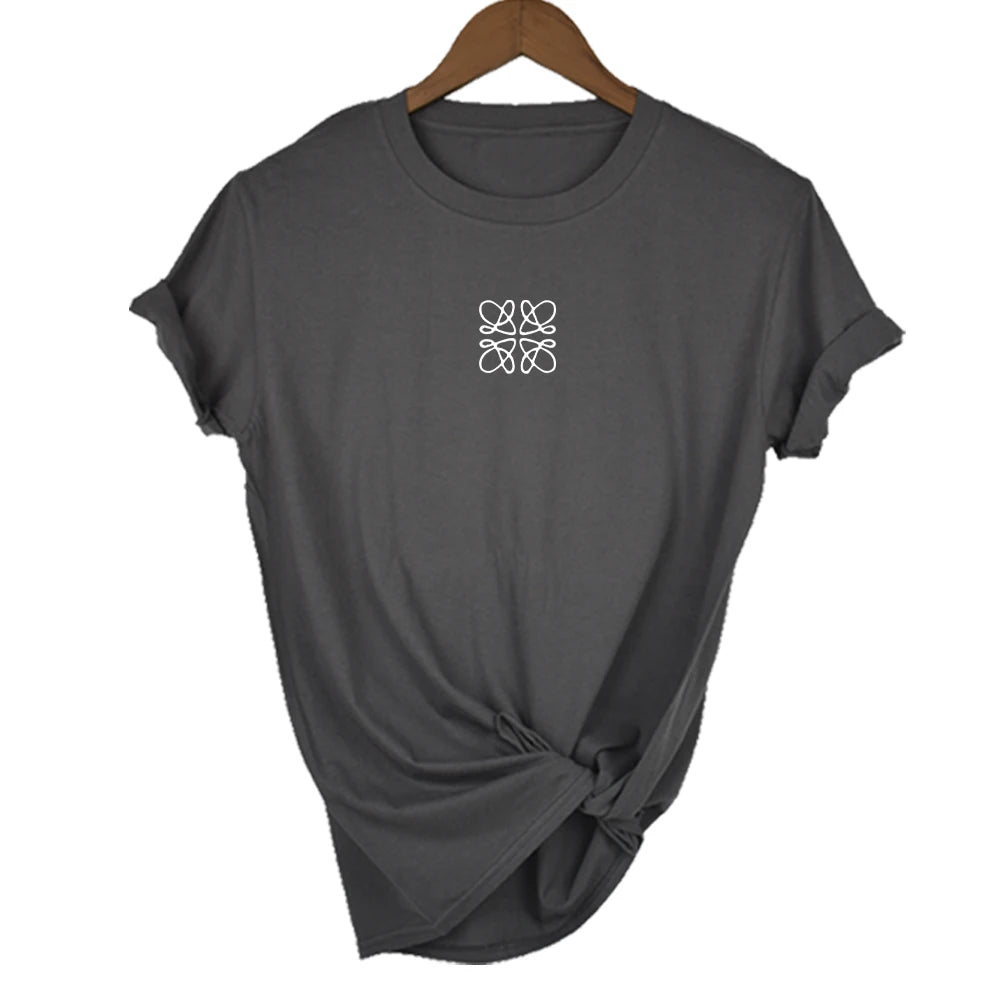 Women's Summer Cotton T-Shirt Alphabet Flower Shirt Fashion Printed Pattern T-Shirt Brand High Quality Short Sleeve Top