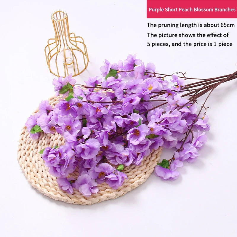 Artificial Peach Blossom Branch, Spring Plum Blossom, Silk Flower, Tree Decoration, Home, Wedding, DIY, 1 Pc, 3 Pcs, 5Pcs