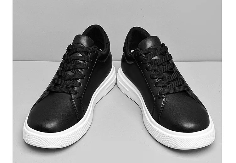 Fashion PU Leather Elevator Shoes for Men 6cm 8cm 10cm Invisible Height Increase White Sneakers Cortex Heightening Casual Shoes