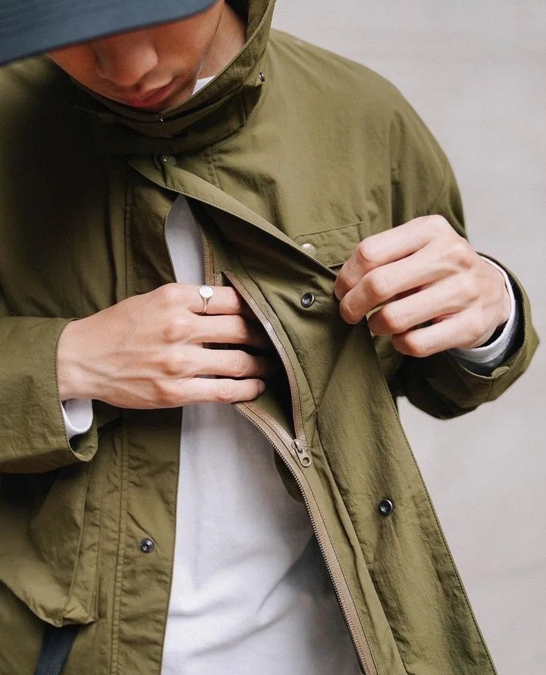 Retro Outdoor Windproof Waterproof Workwear Functional Hunting Jaet COMFY OUTDOOR Long Sve Hooded Coat for Autumn And Wi...