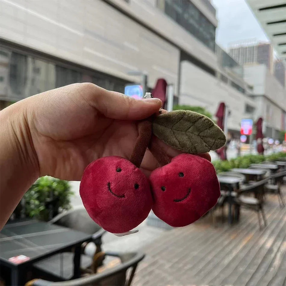 2025 Jelly Cat Peach Pear Cherry Plush Doll Smiling Face Fruit Series Home Bedroom Decoration Pet Interactive Toy Birthday Gift