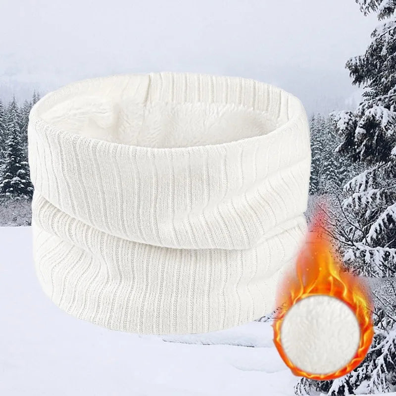 Winter Scarf for Men Fleece Ring Bandana Knitted Warm Solid Scarf Women Neck Warmer Thick Cashmere Hot Handkerchief Ski Mask