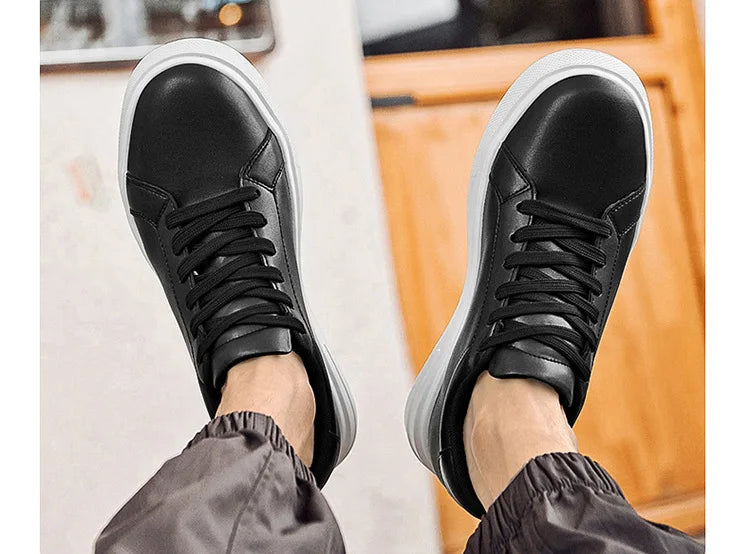 Fashion PU Leather Elevator Shoes for Men 6cm 8cm 10cm Invisible Height Increase White Sneakers Cortex Heightening Casual Shoes