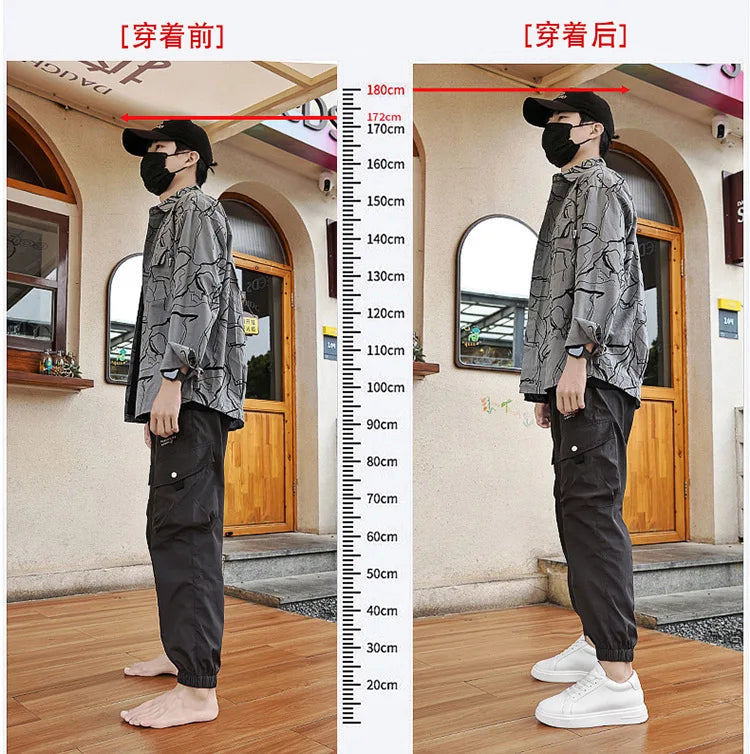 Fashion PU Leather Elevator Shoes for Men 6cm 8cm 10cm Invisible Height Increase White Sneakers Cortex Heightening Casual Shoes